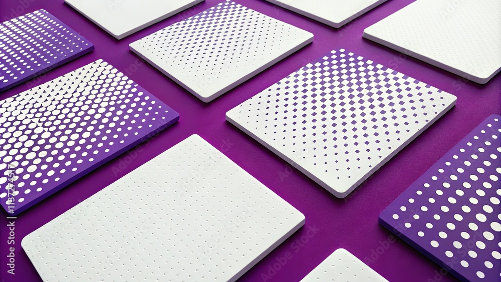 Aufkleber a collection of white and purple squares with dots on them