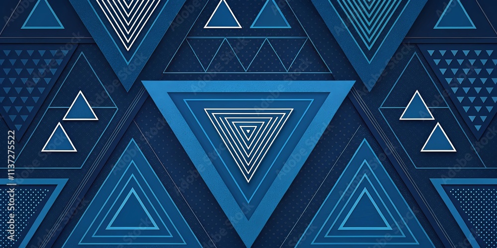 Poster A blue background with many triangles and squares