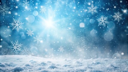 Fototapeta premium Snowy ground with snowflakes , Winter, snow, cold, weather, season, frost, ice, freeze, white, flakes, nature, frosty