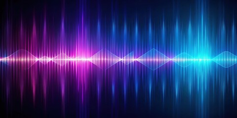 Abstract visualization of sound waves in vibrant blue and purple colors , music, audio, waves, frequency, technology, digital