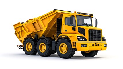 Powerful Yellow Dump Truck Heavy Duty Construction Vehicle Mining Transportation