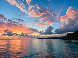 sunset over the sea. sunset, sky, water, sea, sun, sunrise, clouds, nature, ocean, beach, cloud, lake, landscape, blue, orange, horizon, reflection, evening, dusk, beautiful, sunlight, light, red, sum
