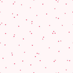 Small Heart Confetti Abstract Seamless Pattern. Love Pink Background with Hearts for Valentine's day or Birthday.