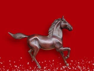 The picture shows a reddish brown stallion galloping in a very graceful pose. It is made of brown wood and is carved into a horse shape and painted reddish brown. It is a great gift and home decoratio