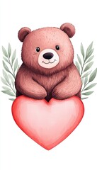 Obraz premium Adorable valentine bear holding heart cute background digital art playful environment whimsical viewpoint love concept
