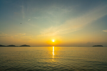 Beautiful clouds in sunset or sunrise over sea,Colorful scenery sunset sky, Amazing clouds wonderful light sky background