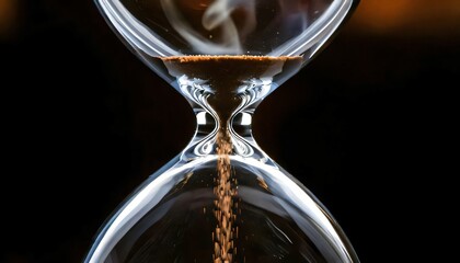 close-up of an hourglass with cigarette ash falling like sand, symbolizing time passing and smoking consequences against a dark background  
