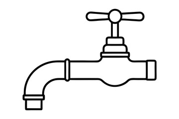 Faucet vector-style line art design