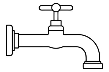 Faucet vector-style line art design