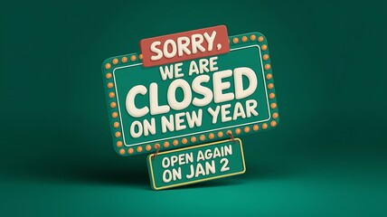 sorry, we are closed on NEW YEAR Holidays backgrounds or banners. vector illustration restaurant poster, flyer, banner, template, advertisement for header website created with generative ai