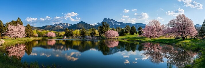 Fototapeta premium A beautiful lake with a mountain in the background