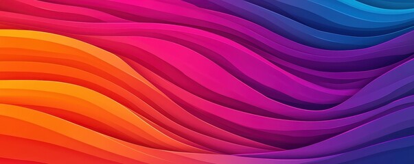 Fototapeta premium A vibrant, wavy gradient featuring a blend of orange, pink, and purple hues, creating a dynamic and colorful abstract background.