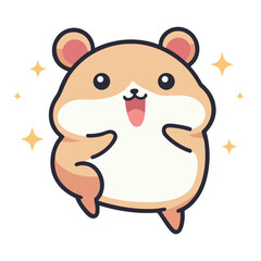 Happy kawaii guinea pig cartoon vector illustration in flat style