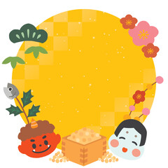 節分丸フレーム　黄色背景