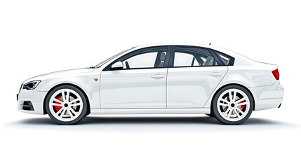 Obraz premium Sleek White Sedan Modern Car Design Luxury Vehicle Side Profile