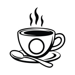Hot coffee in a cup vector icon, ready to enjoy