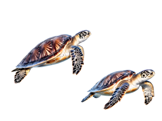 Sea Turtles isolated on transparent background
