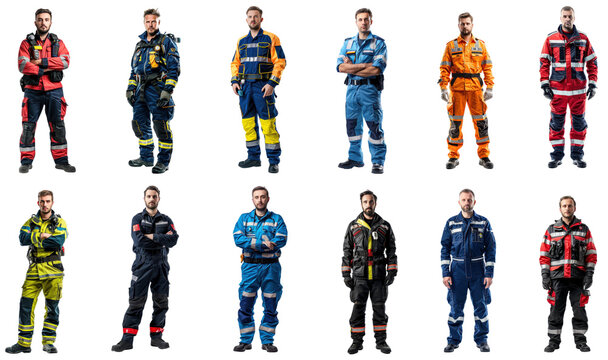 Diverse Emergency Personnel in Protective Gear