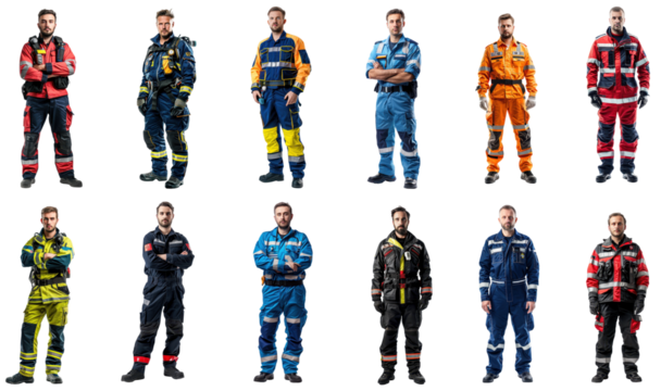 Diverse Emergency Personnel in Protective Gear