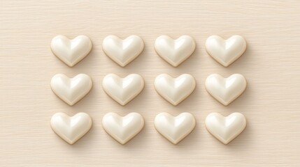 Obraz premium Creamy Heart-Shaped Decorations on Soft Textured Background