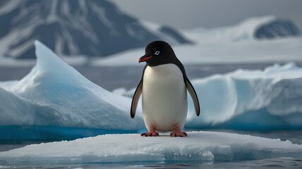 Obraz premium Gentoo penguin on iceberg.
