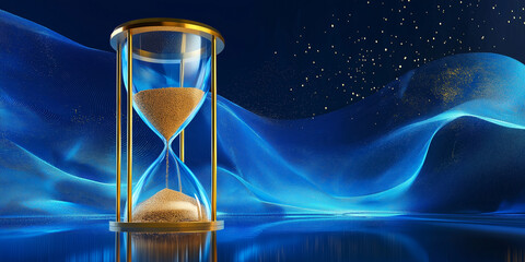 Elegant Time Concept Hourglass with Futuristic Blue Highlights