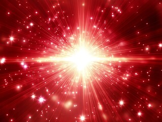 Fototapeta premium Abstract glowing red effect with sparkling rays and white 