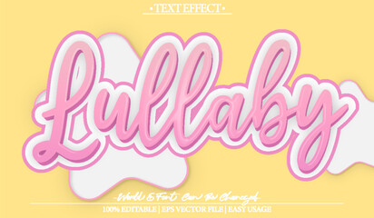 Lullaby Vector Text Effect Editable Alphabet Pink Kids Happy Candy Fun