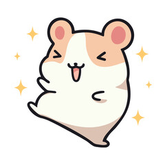 Happy kawaii guinea pig cartoon vector illustration in flat style