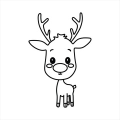 Black and white Christmas reindeer pictures are good for children to color