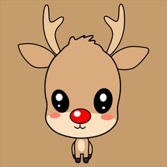 A very adorable chibi Rundolph suitable for Christmas cards and Christmas decorations