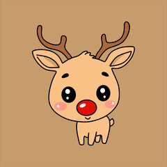 A very adorable chibi Rundolph suitable for Christmas cards and Christmas decorations
