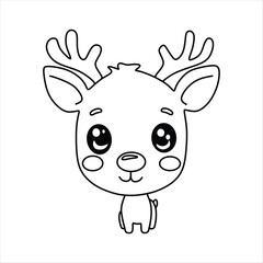 Black and white Christmas reindeer pictures are good for children to color