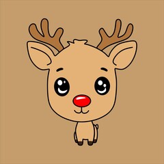 A very adorable chibi Rundolph suitable for Christmas cards and Christmas decorations