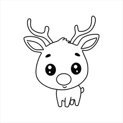 Black and white Christmas reindeer pictures are good for children to color