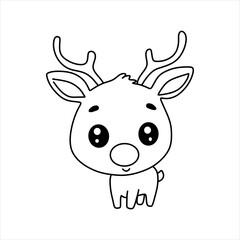 Fototapeta premium Black and white Christmas reindeer pictures are good for children to color