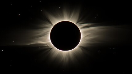 Obraz premium Captivating Solar Eclipse With Glowing Corona and Surrounding Stars in Dark Space