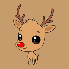 A very adorable chibi Rundolph suitable for Christmas cards and Christmas decorations