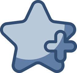 plus star vector icon, transparent background. replaceable blue color design