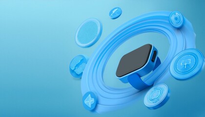 Fototapeta premium 3D illustrations from consumer and future technology concepts: Digital healthcare, smart wearable devices tracking vitals.