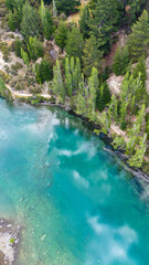 river and forest captured by drone