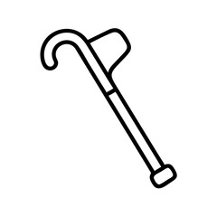 walking cane icon, grandparents day line art, grandparents icon - simple black line art icon of walking cane, for grandparents day celebrations. grandparents vector art.