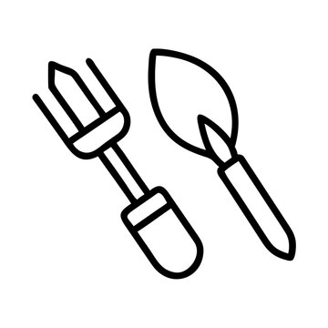 garden tools: fork and trowel outline clip art preview