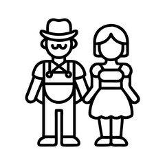 bavarian dancers icon, oktoberfest line art, oktoberfest icon simple black line art icon of bavarian dancers, for oktoberfest celebrations oktoberfest vector art 