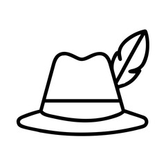 bavarian hat with feather icon, oktoberfest line art, oktoberfest icon simple black line art icon of bavarian hat with feather, for oktoberfest celebrations oktoberfest vector art 