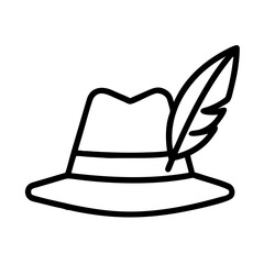 bavarian hat with feather icon, oktoberfest line art, oktoberfest icon simple black line art icon of bavarian hat with feather, for oktoberfest celebrations oktoberfest vector art 