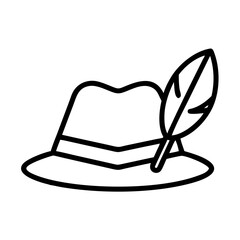 bavarian hat with feather icon, oktoberfest line art, oktoberfest icon simple black line art icon of bavarian hat with feather, for oktoberfest celebrations oktoberfest vector art 