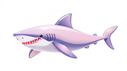 Naklejka premium Cartoon Whale Shark, Isolated, White Background, Bright Colors, Illustration, AI Art