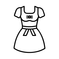 dirndl dress icon, oktoberfest line art, oktoberfest icon simple black line art icon of dirndl dress, for oktoberfest celebrations oktoberfest vector art 