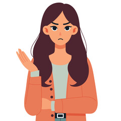 Cute young woman confused flat design vector illustration